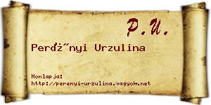 Perényi Urzulina névjegykártya